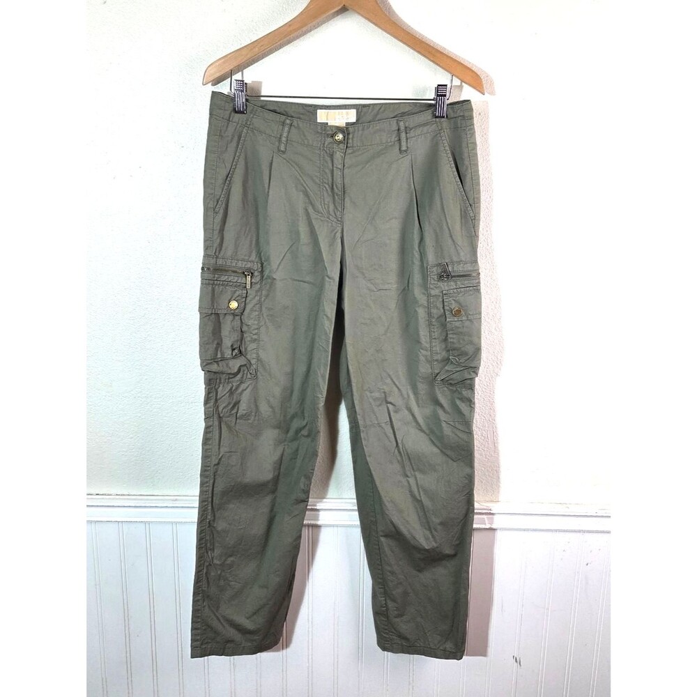 Michael Kors Olive Green Cargo Pants Womens 8 Utility Military Cotton Straight